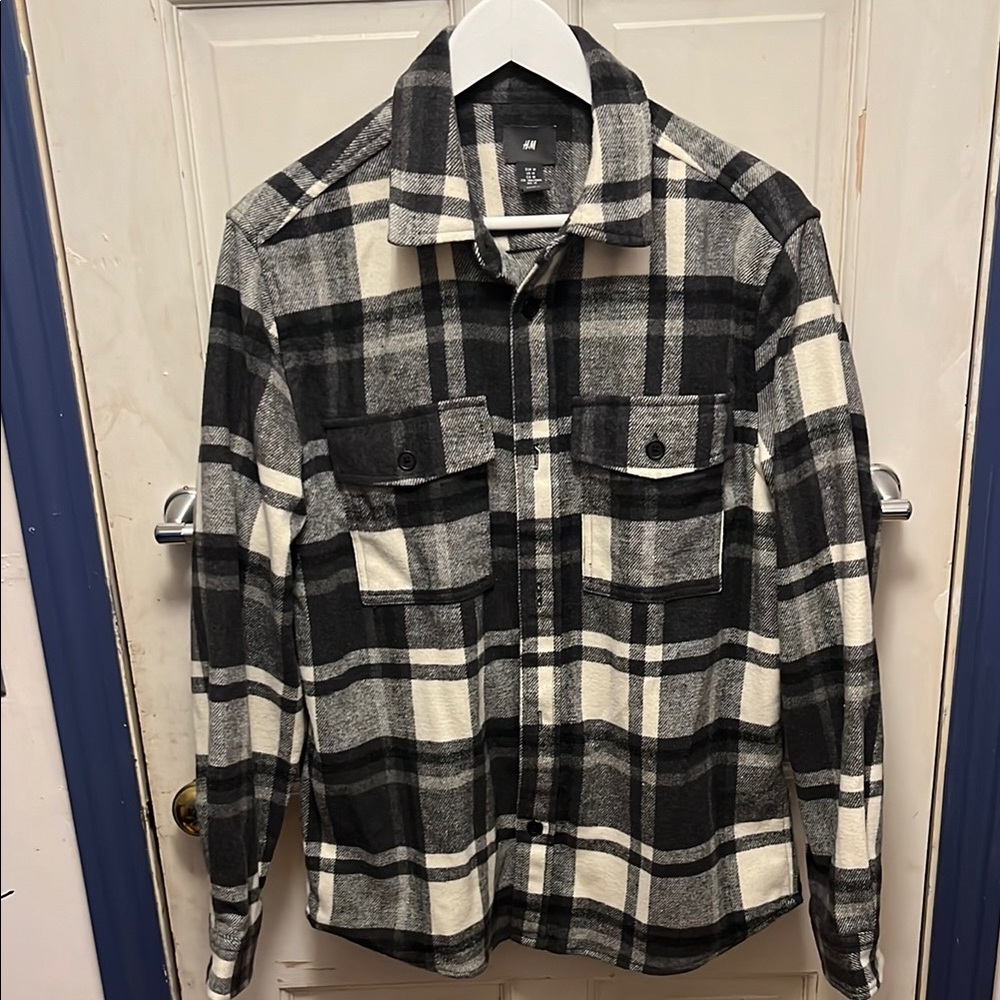 H&M Black and Gray Plaid Men's Jacket
